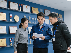 jimeng-2026-01-15-2834-关键元素：三位职场人士（一位穿蓝色工装的女性、一位穿灰色衬衫的男性、一位穿黑色棉... 1